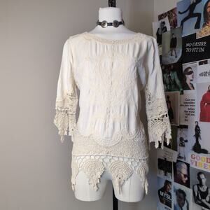 Embroidered Crochet Lace Blouse Fairycore